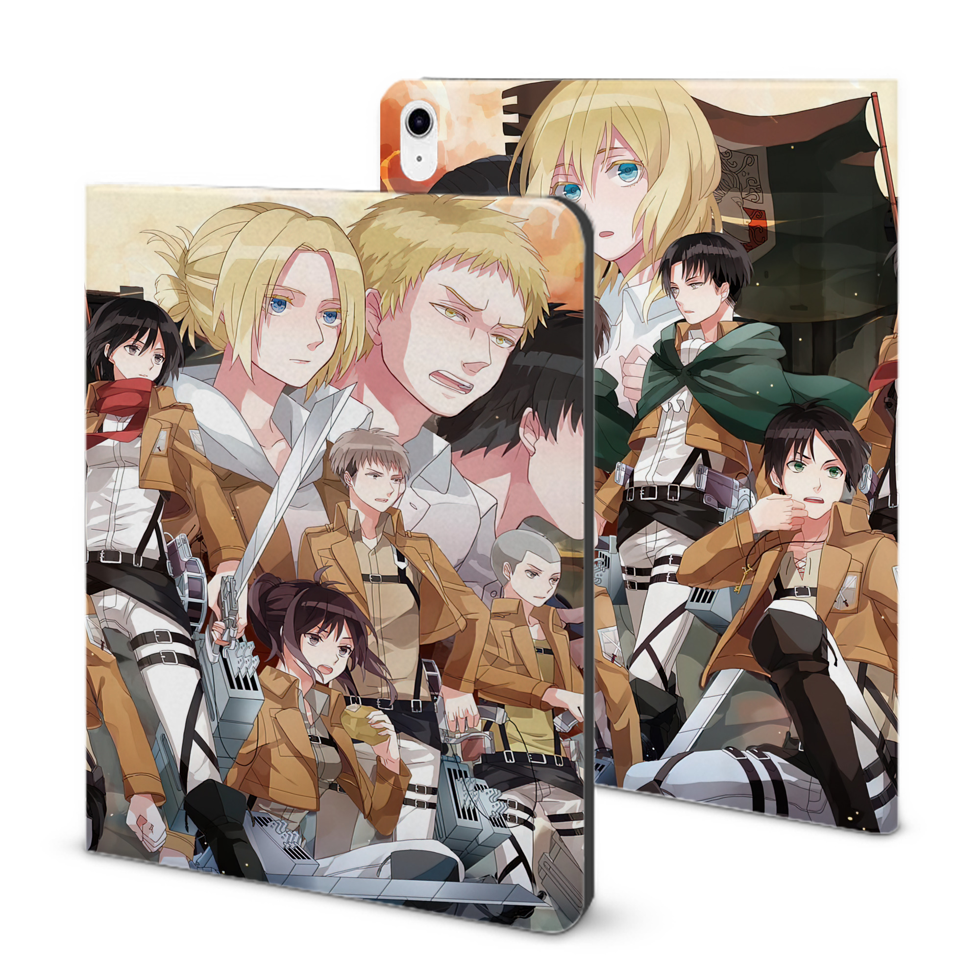 （画像用） 進撃の巨人 Attack on Titan IPad ケース ブック型 PUレザー TPU 耐衝撃 軽量 薄型 ペン収納なし 全面保護 IPad 各モデル対応